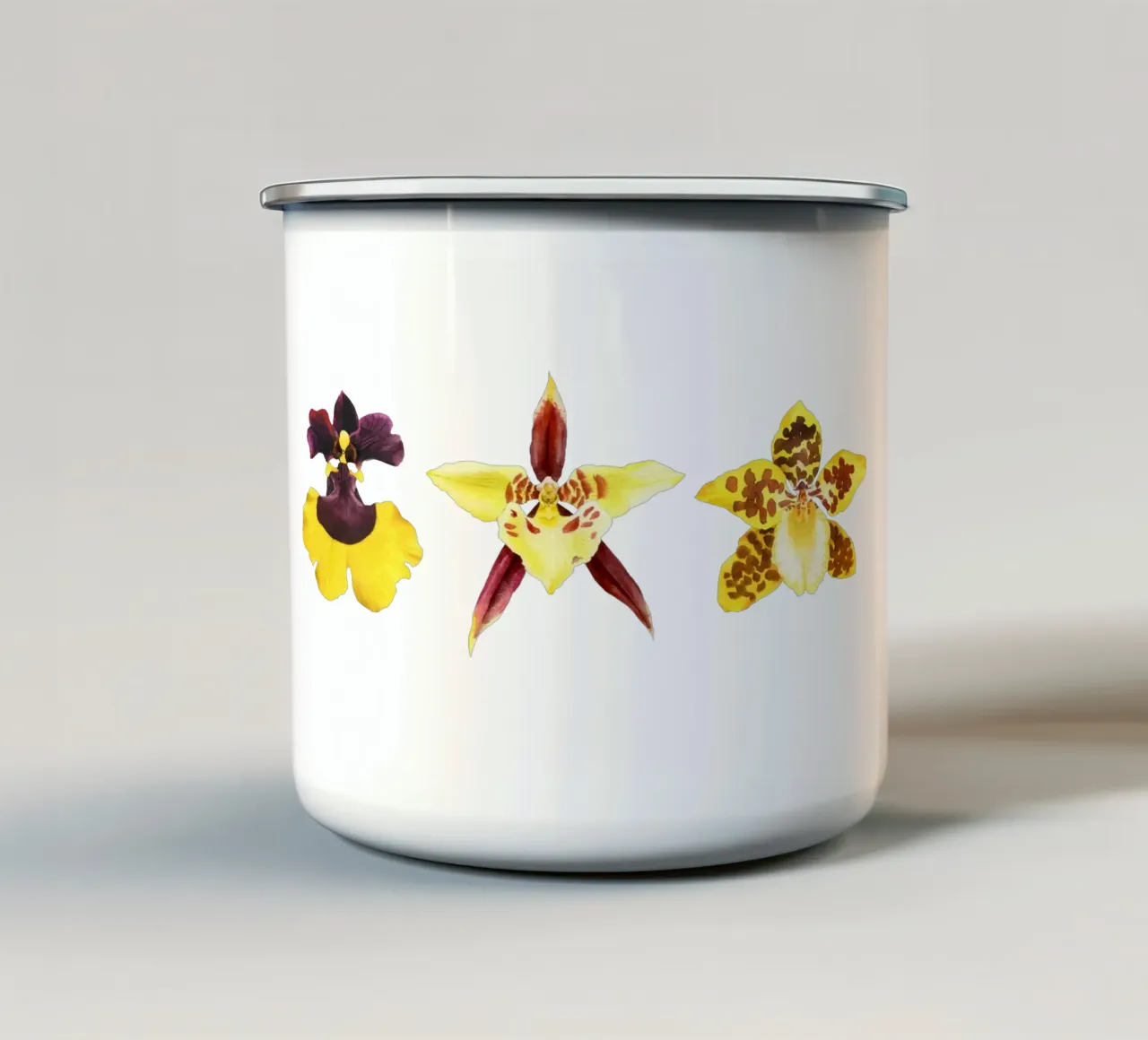 3 Orchideen Emaille Tasse von youdesignme