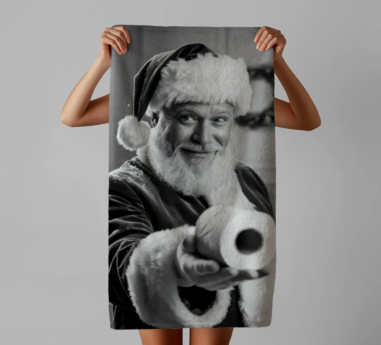 Santa gives you the scroll - Christmas with a sense of humour towel by Plain Thoughts