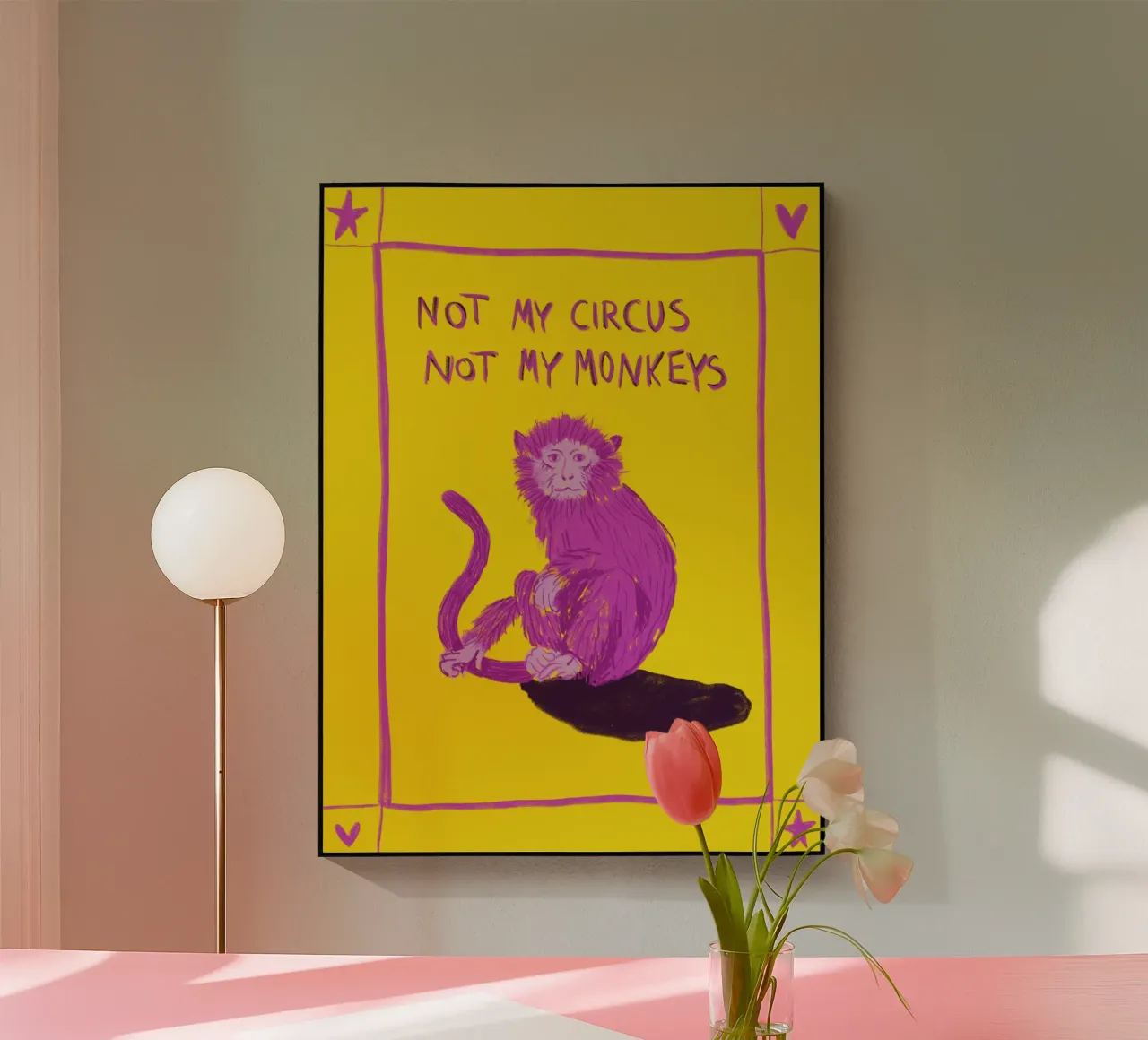 PINK MONKEY - Not my circus, not my monkeys metacrilato de Mandarin Art
