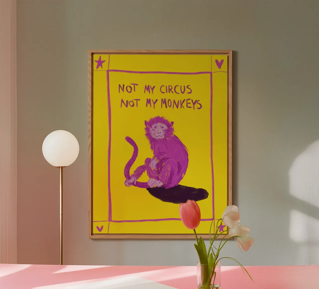 PINK MONKEY - Not my circus, not my monkeys aluminio dibond de Mandarin Art
