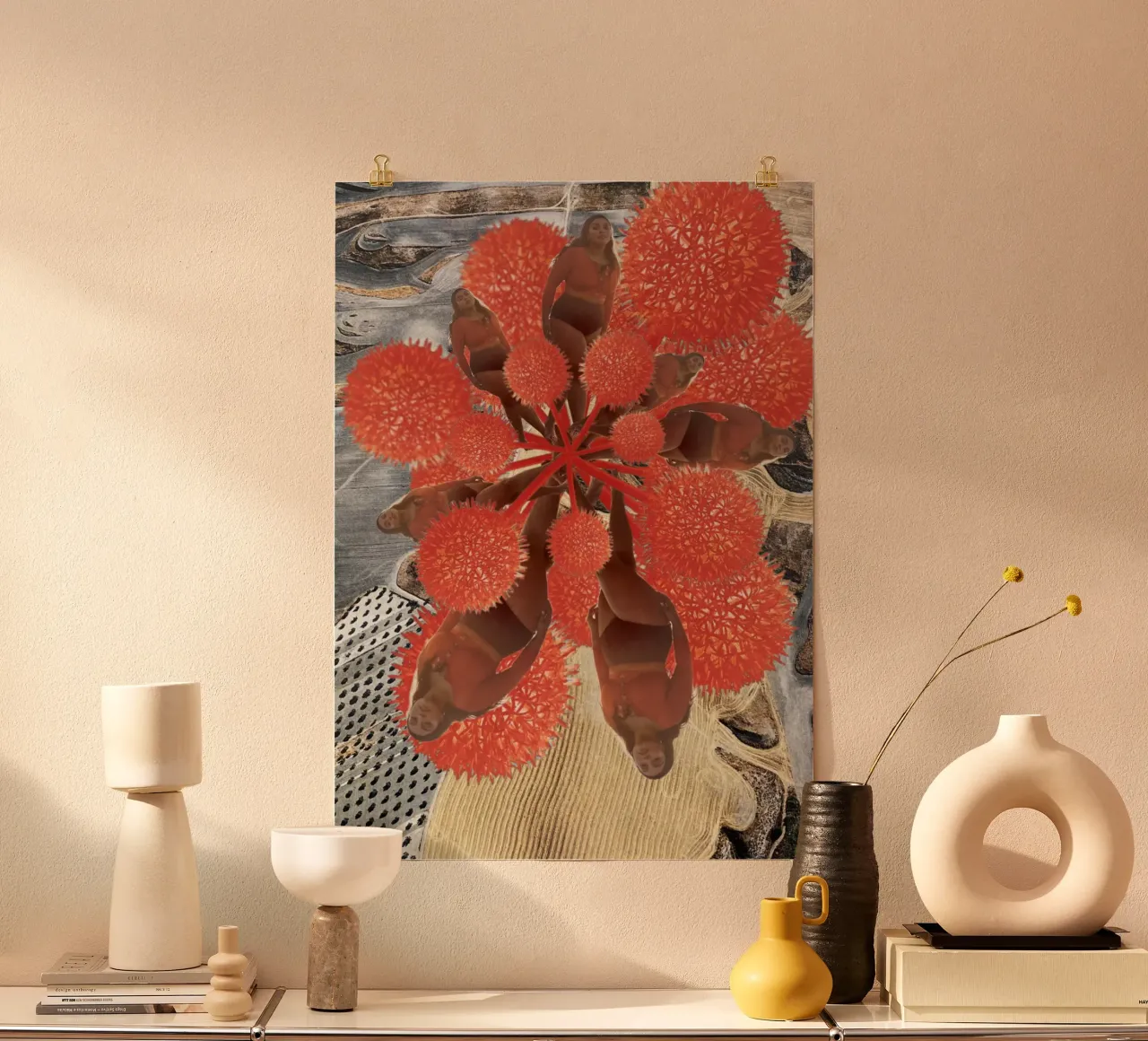 Cellule del sangue poster con telaio in alluminio da dekonstruktiv