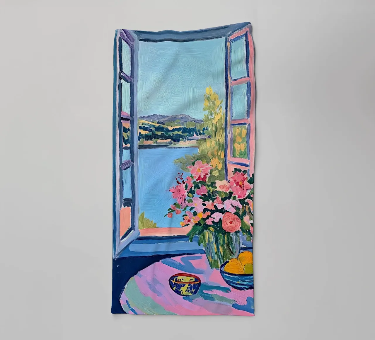 Fiori di limone botanici lago rosa blu fiume bouquet asciugamano da bagno da Euphoria Theresa