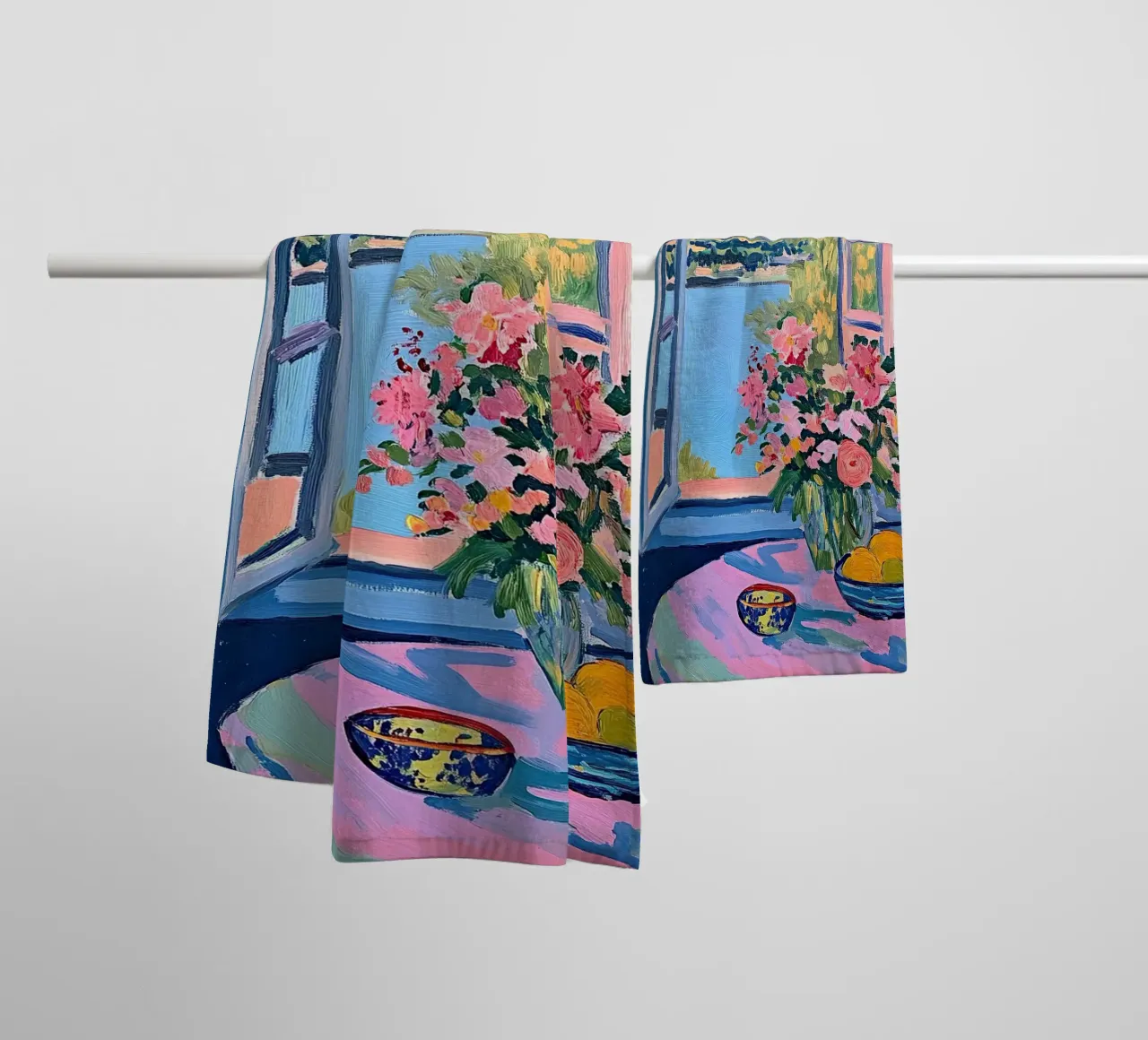Fiori di limone botanici lago rosa blu fiume bouquet asciugamano da bagno da Euphoria Theresa