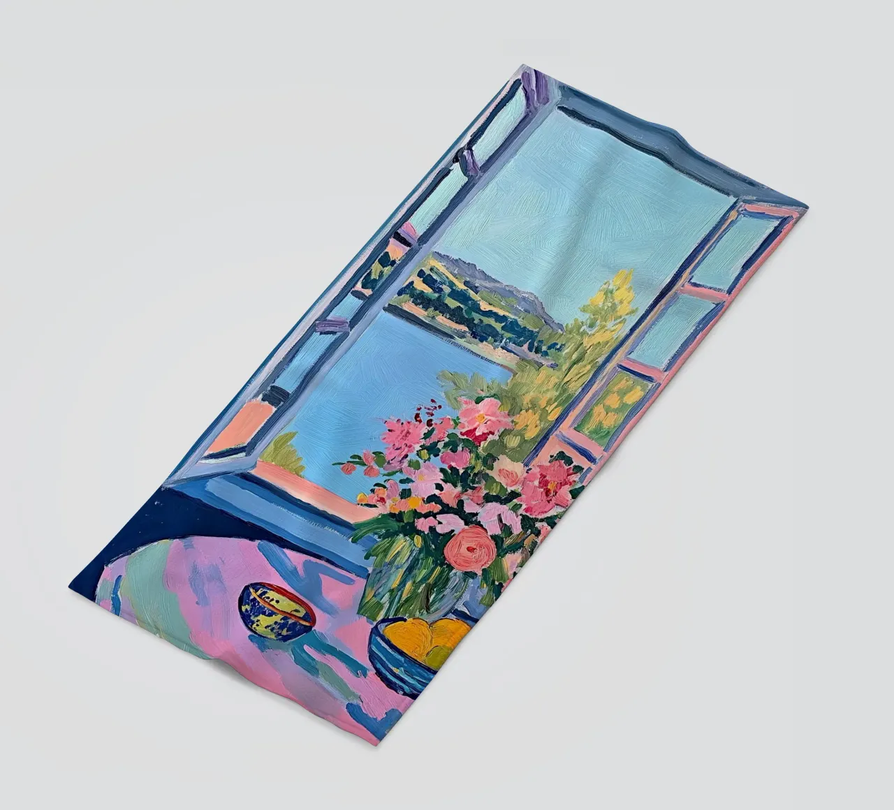 Lemon flowers botanical lake pink blue river bouquet beach towel by Euphoria Theresa
