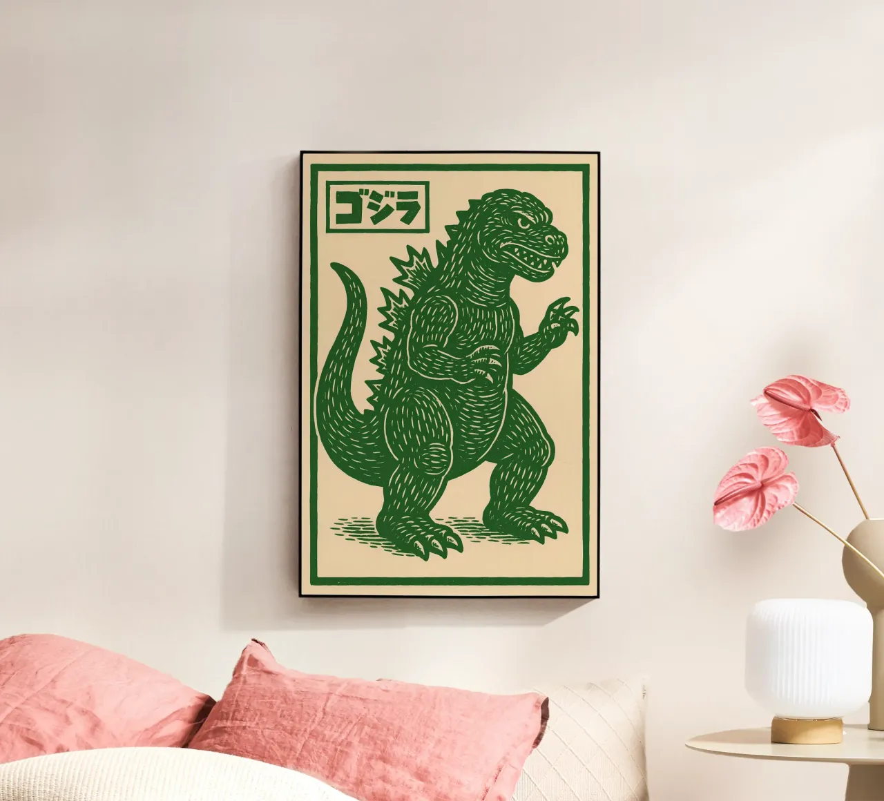 Stampa xilografica Godzilla Kaiju - Ukiyo-e Pop Art d'epoca plexiglass da Bakara