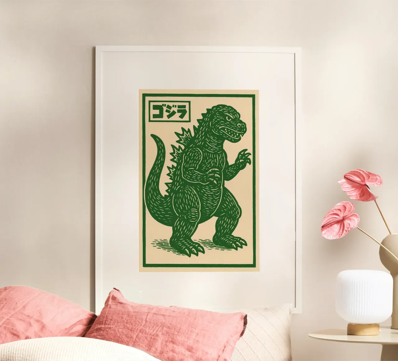 Stampa xilografica Godzilla Kaiju - Ukiyo-e Pop Art d'epoca carta hahnemühle da Bakara