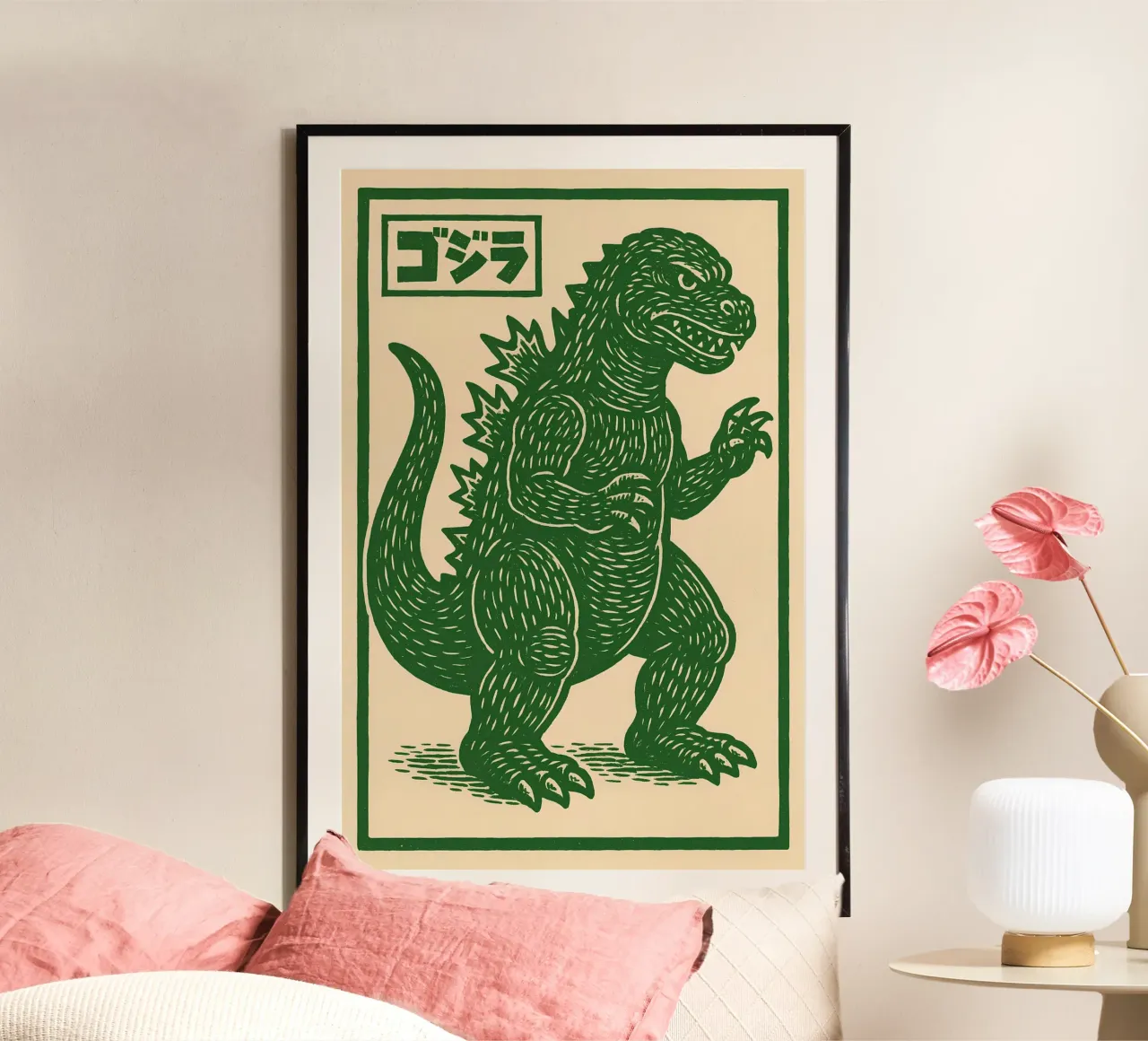 Stampa xilografica Godzilla Kaiju - Ukiyo-e Pop Art d'epoca carta hahnemühle da Bakara