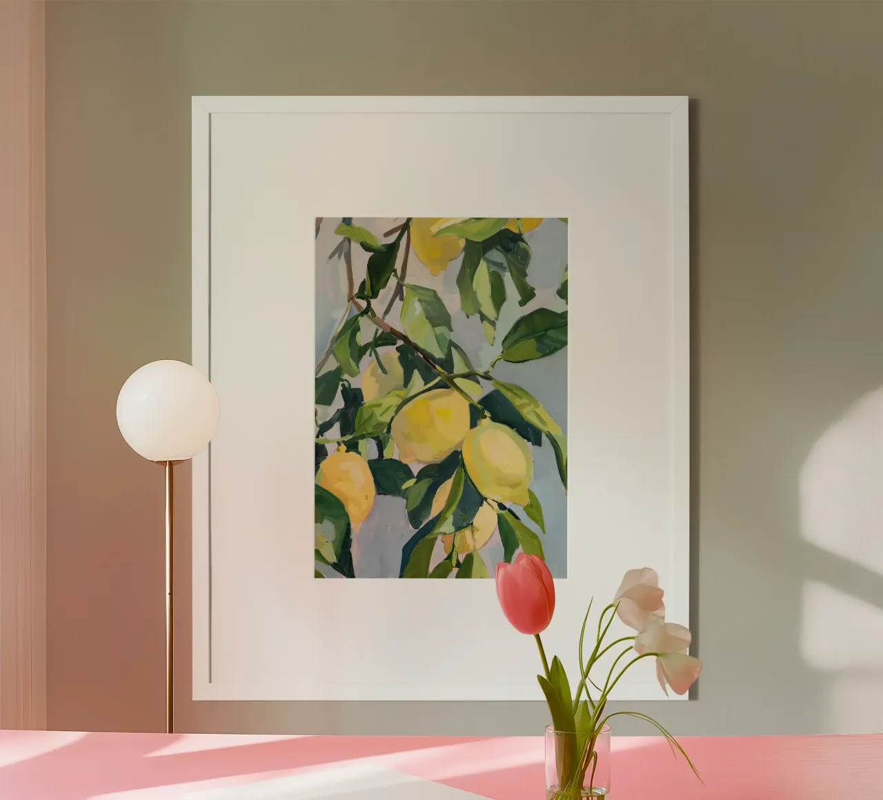Branches de citron Pastel Jaune botanique Vert poster de Euphoria Theresa