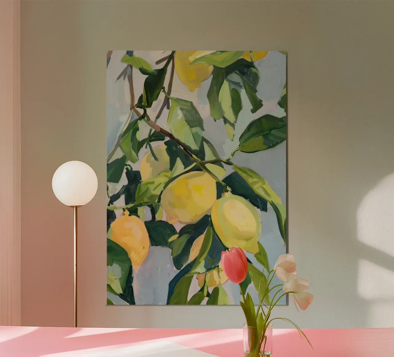 Branches de citron Pastel Jaune botanique Vert poster de Euphoria Theresa