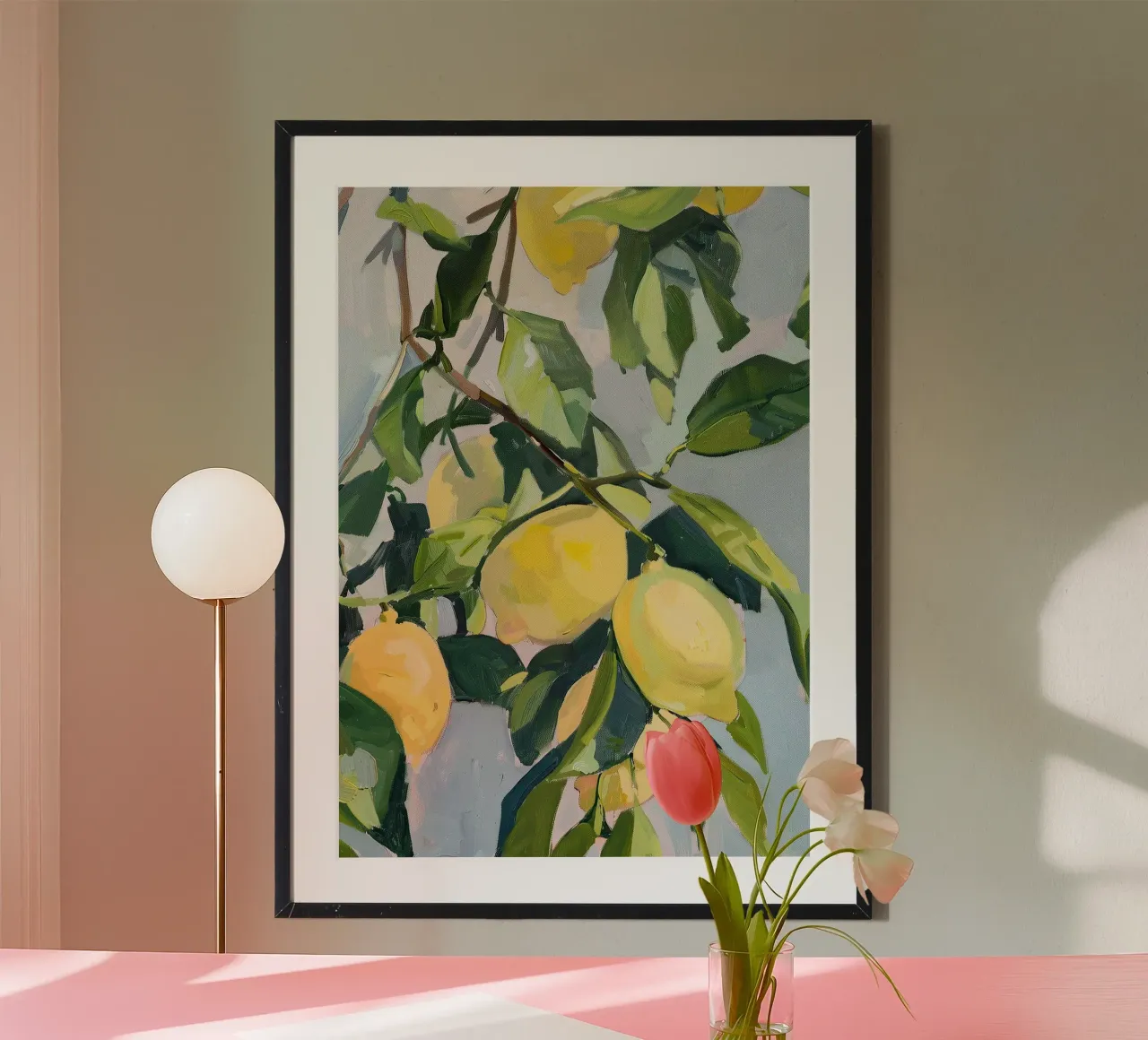 Branches de citron Pastel Jaune botanique Vert poster de Euphoria Theresa