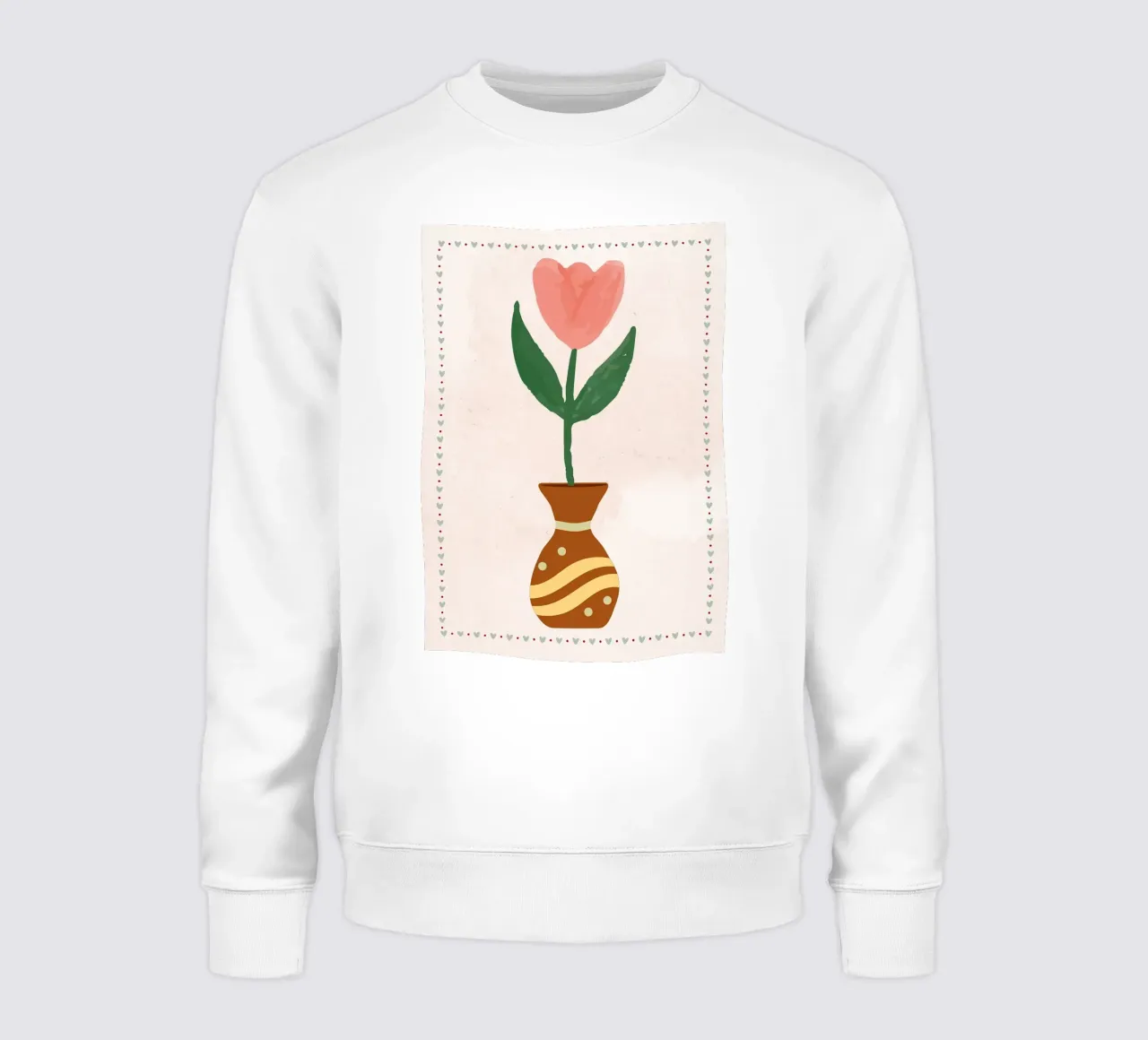 Ilustración de un tulipán rosa en un jarrón sudadera de bazi