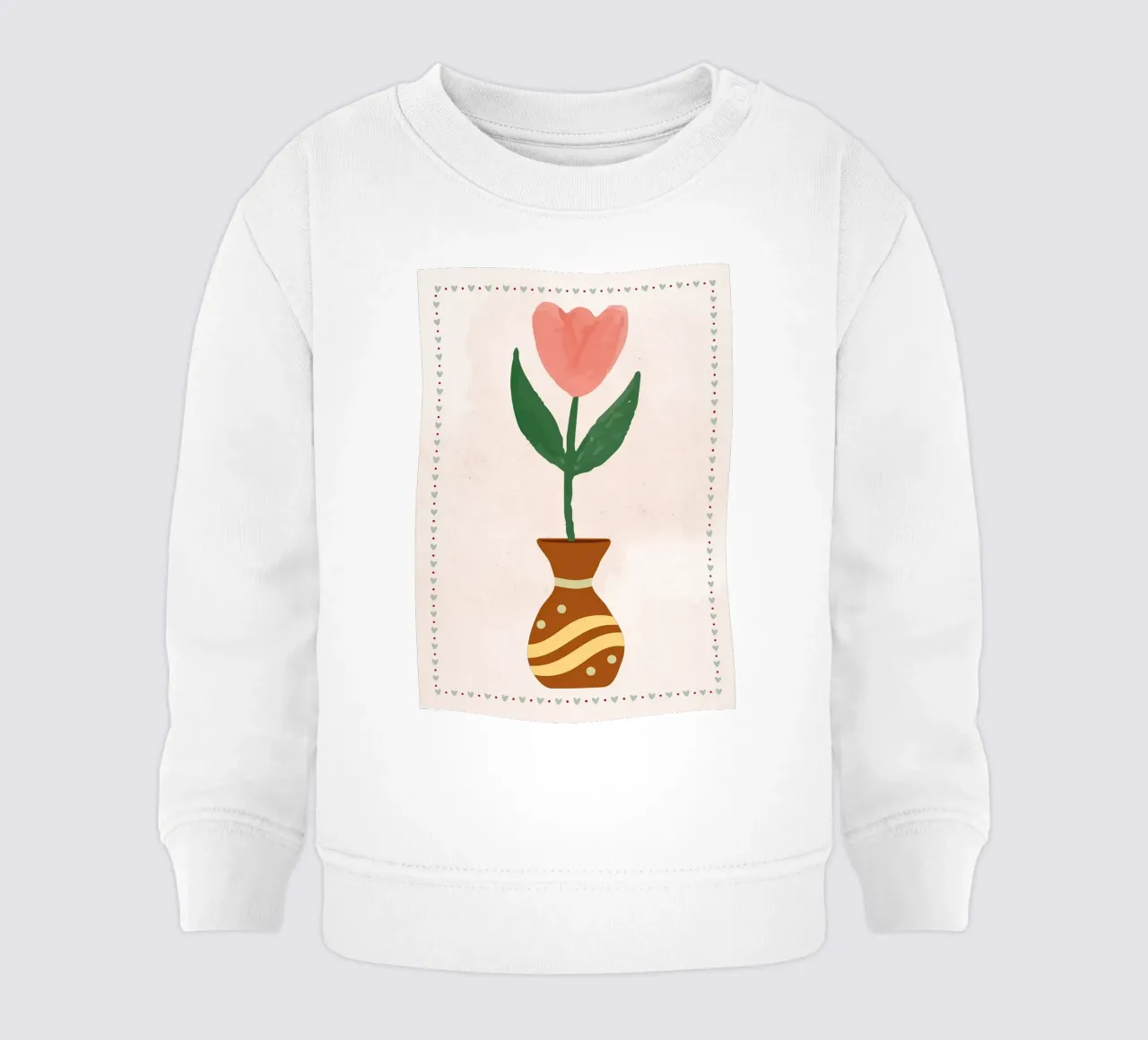 Ilustración de un tulipán rosa en un jarrón sudadera de bebé de bazi