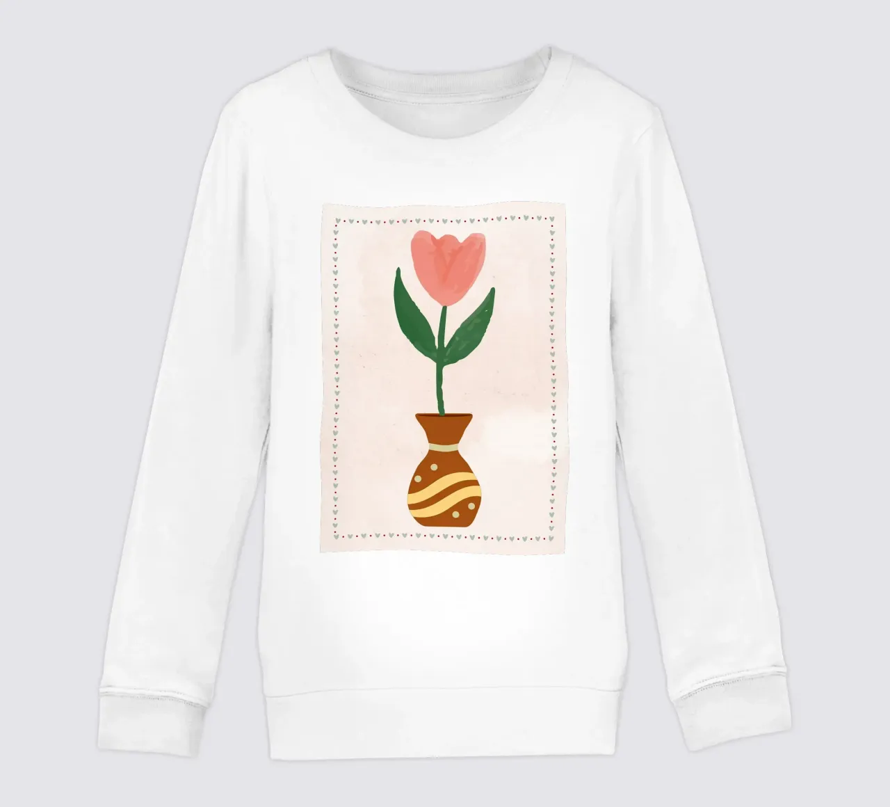 Ilustración de un tulipán rosa en un jarrón sudadera para niño de bazi