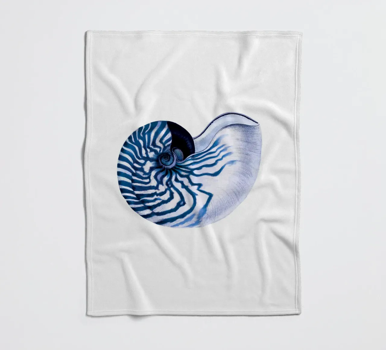 Shell navy blue white hampton style vintage ocean beach coperta in pile da Studio Vintage