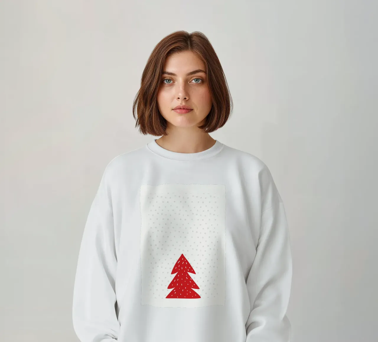 Albero di Natale rosso con neve felpa da bazi