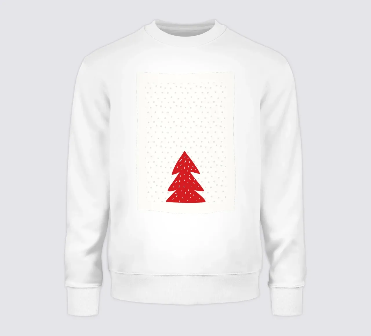 Árbol de Navidad rojo con nieve sudadera de bazi