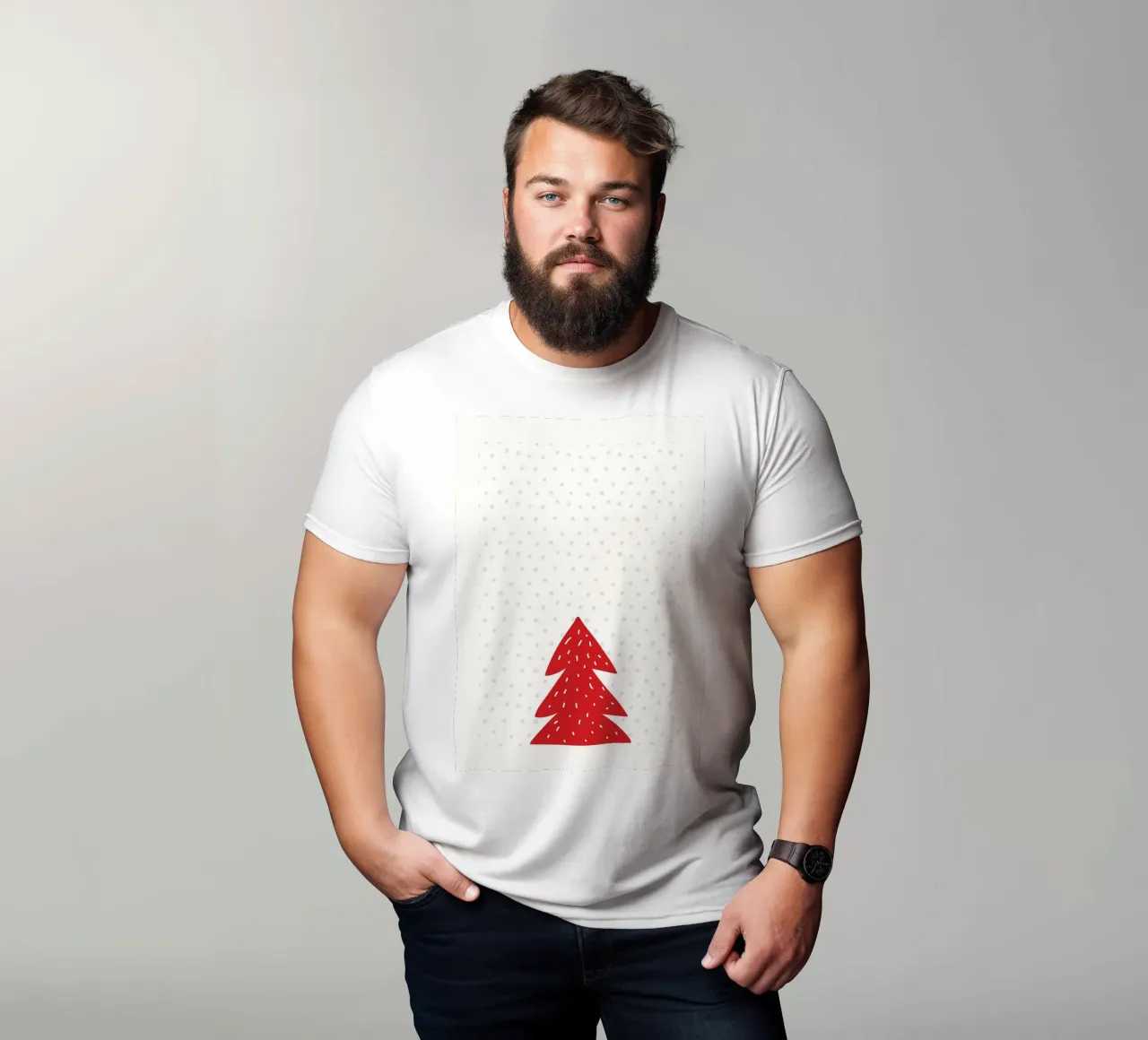 Albero di Natale rosso con neve t-shirt da bazi