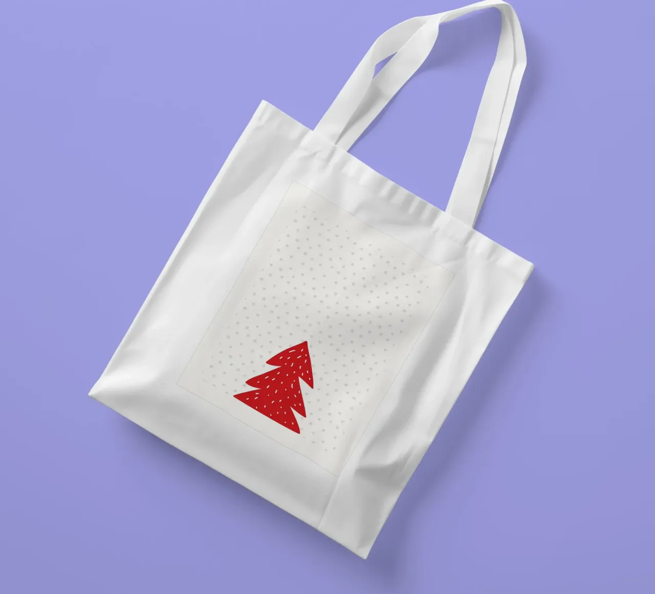 Albero di Natale rosso con neve borsa in juta da bazi