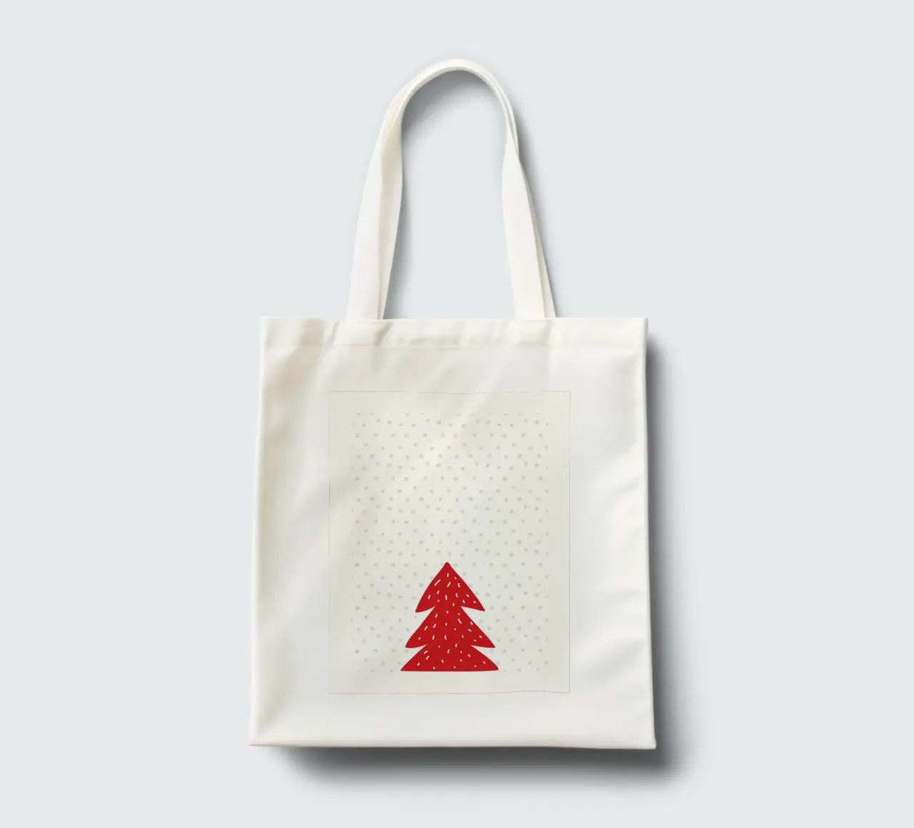 Albero di Natale rosso con neve borsa in juta da bazi