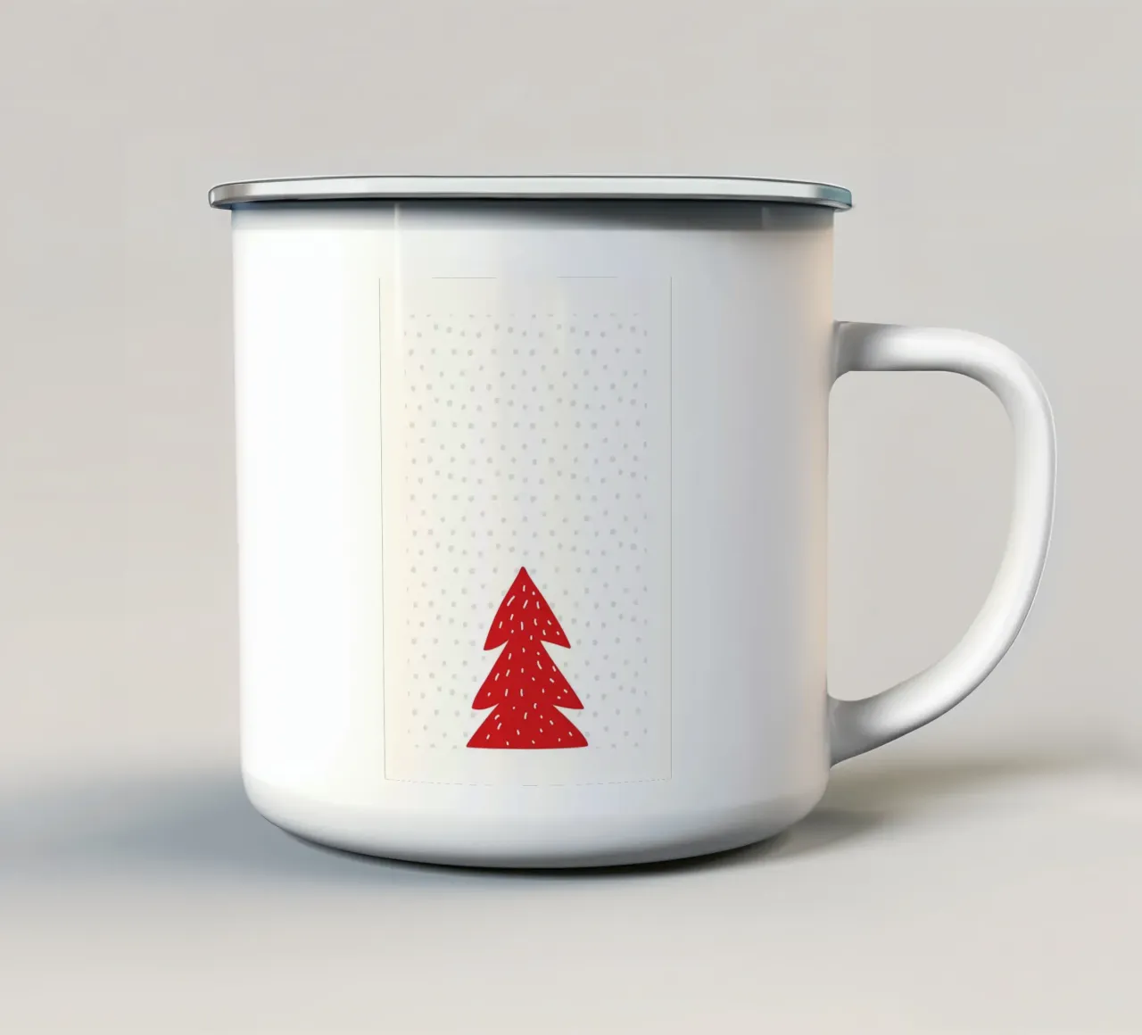 Albero di Natale rosso con neve tazza in smalto da bazi