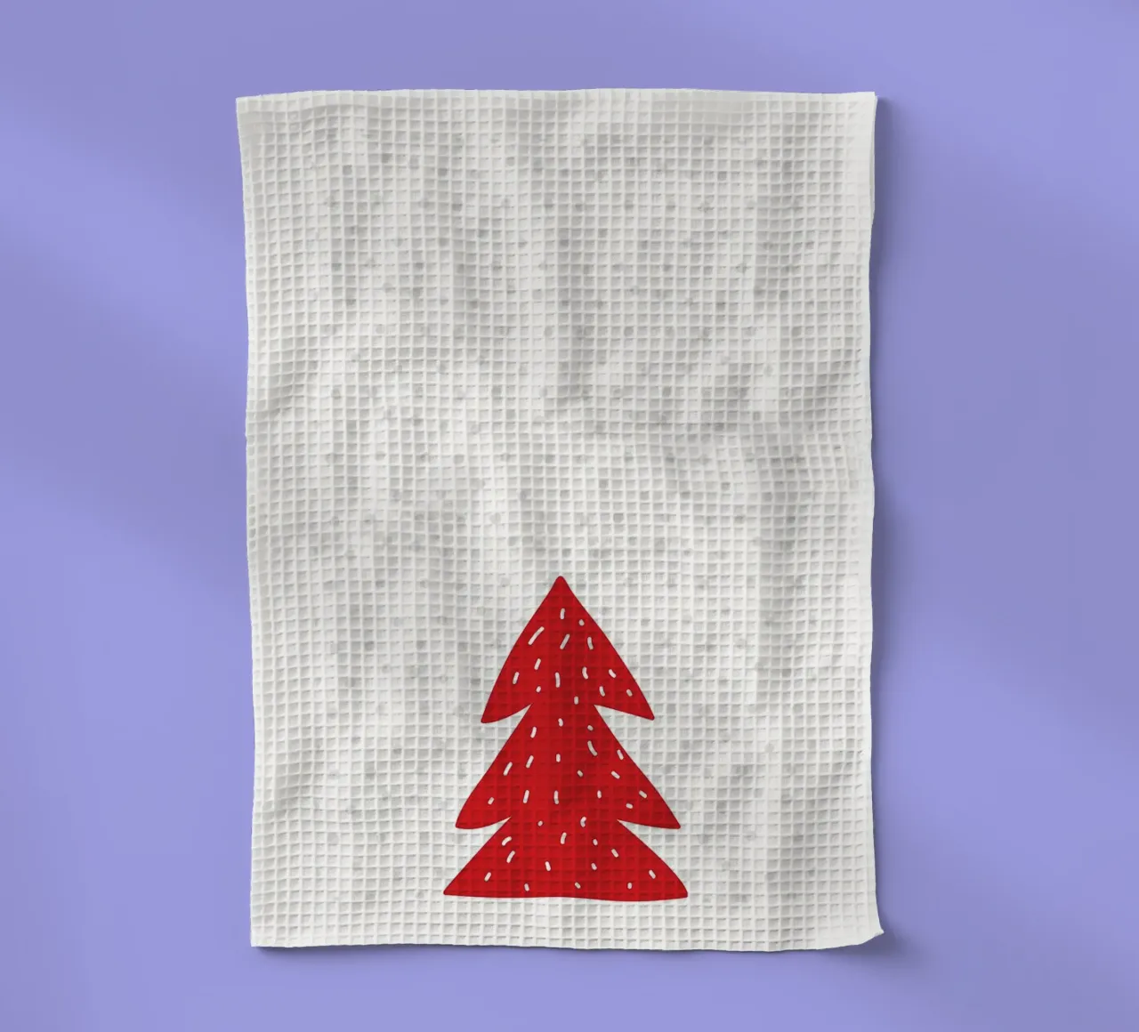 Albero di Natale rosso con neve canovaccio da cucina da bazi