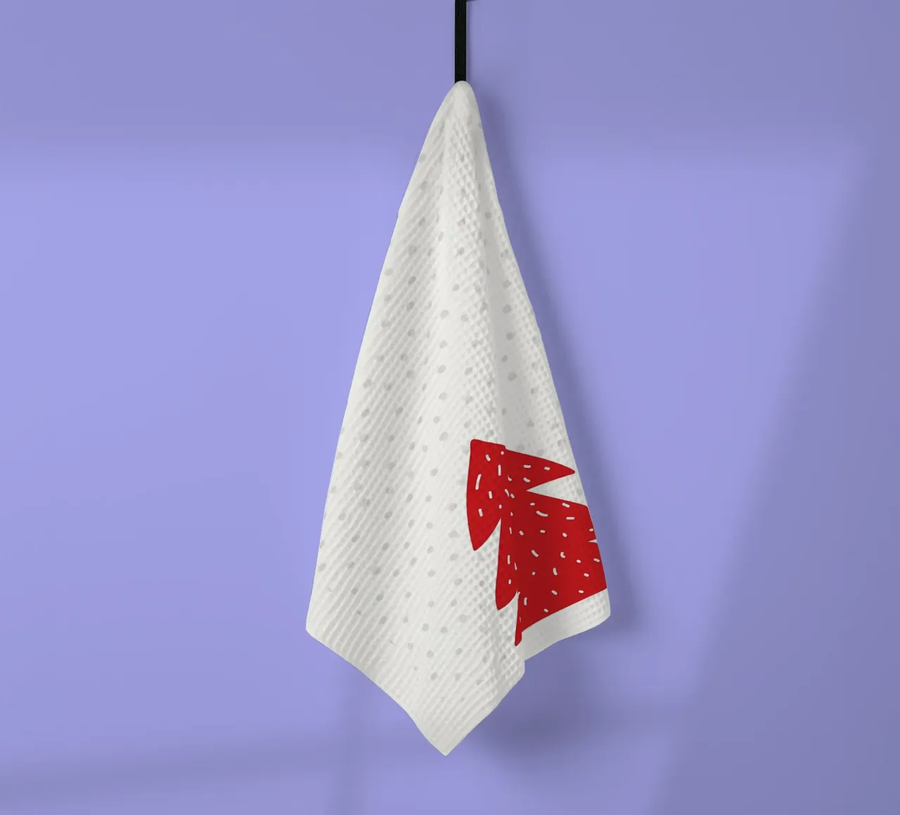 Albero di Natale rosso con neve canovaccio da cucina da bazi