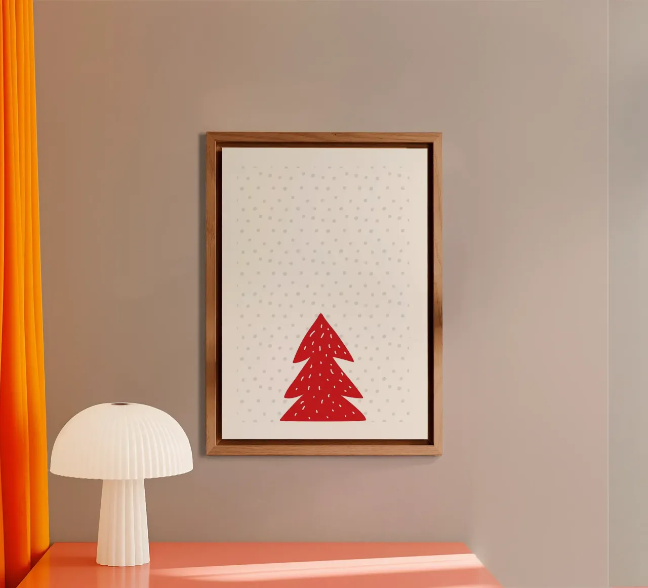Albero di Natale rosso con neve alluminio dibond da bazi