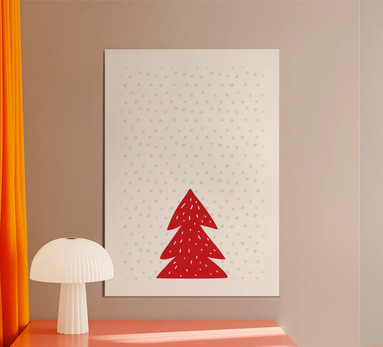 Albero di Natale rosso con neve alluminio dibond da bazi