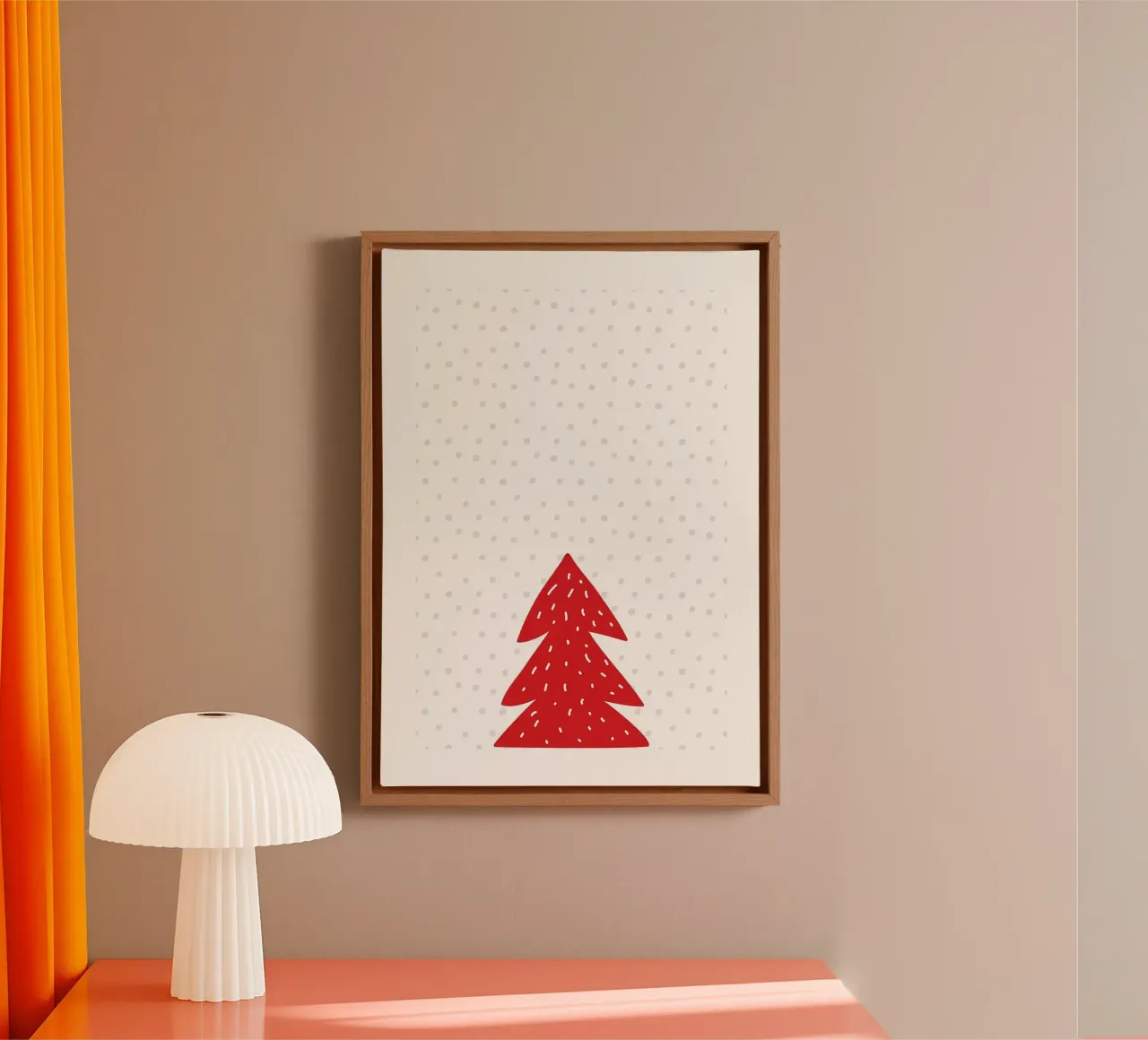 Albero di Natale rosso con neve tela da bazi