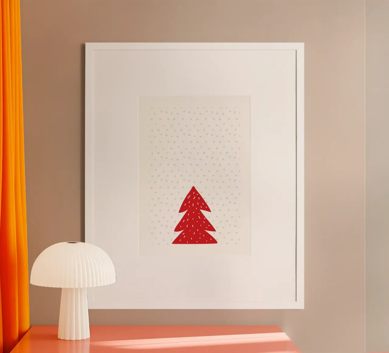 Albero di Natale rosso con neve carta hahnemühle da bazi