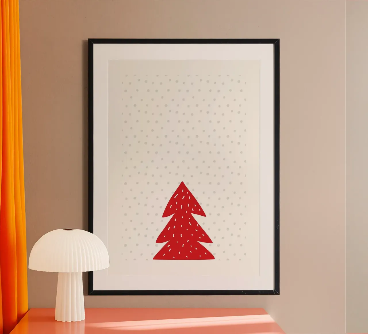 Albero di Natale rosso con neve carta hahnemühle da bazi