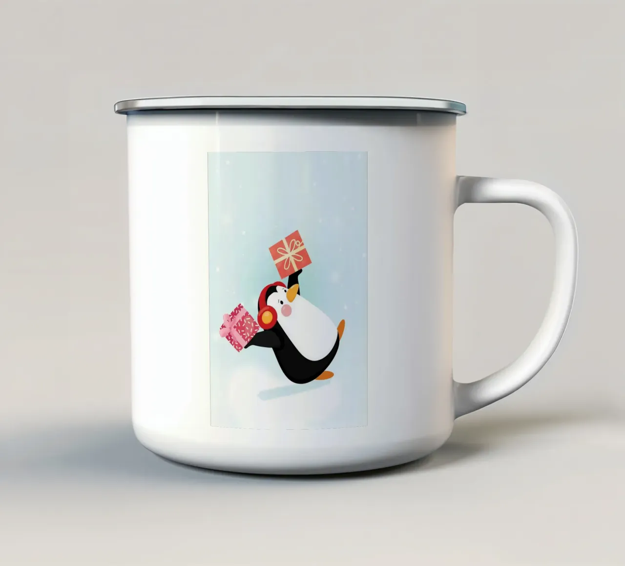 Carino il pinguino tazza in smalto da Nina Wolf