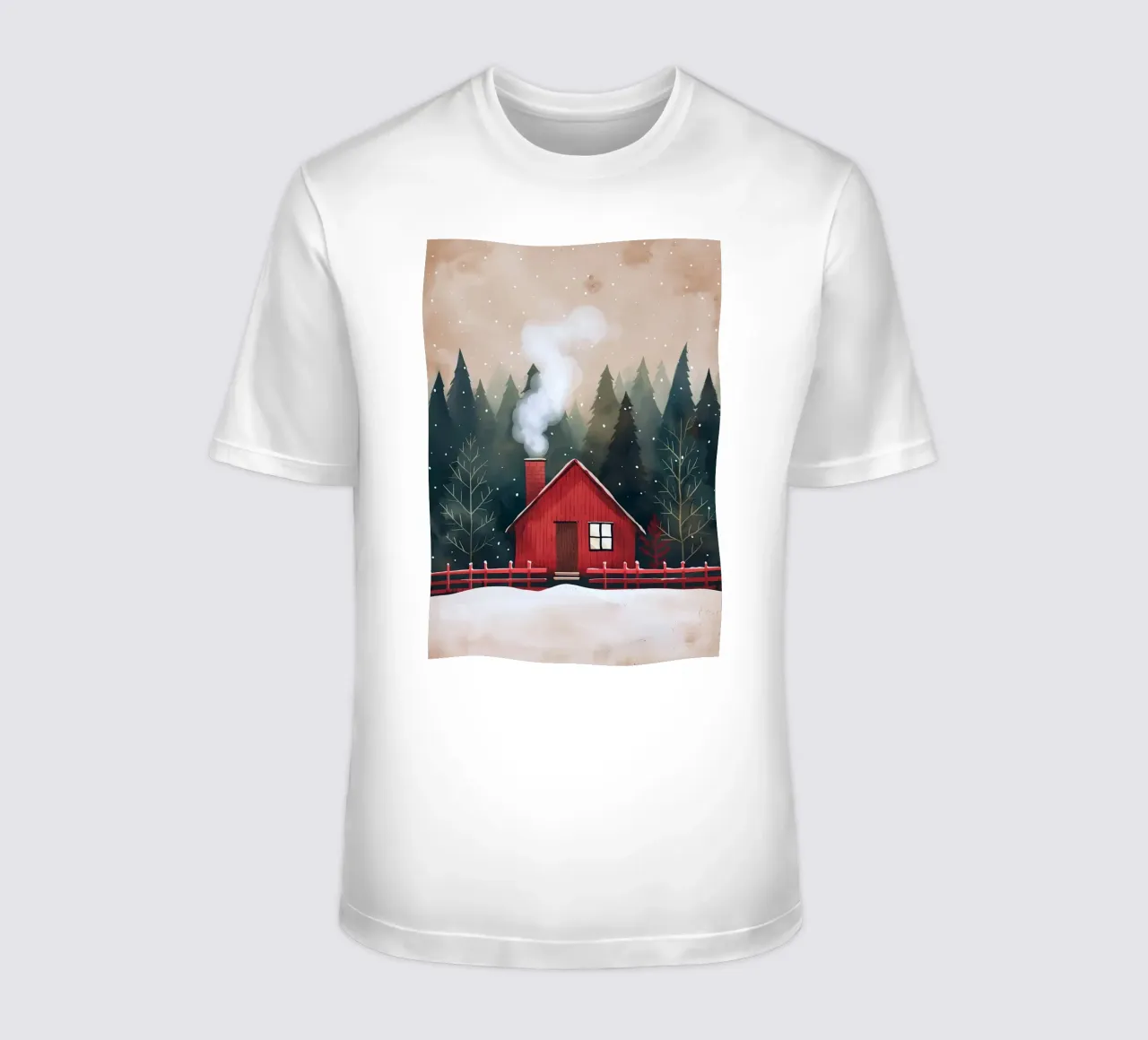 Accogliente cabina rossa in inverno t-shirt da Nina Wolf