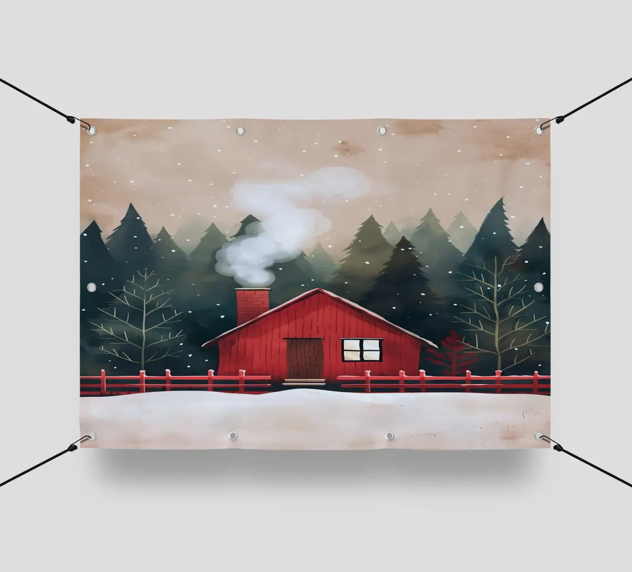 Accogliente cabina rossa in inverno telo in pvc da Nina Wolf