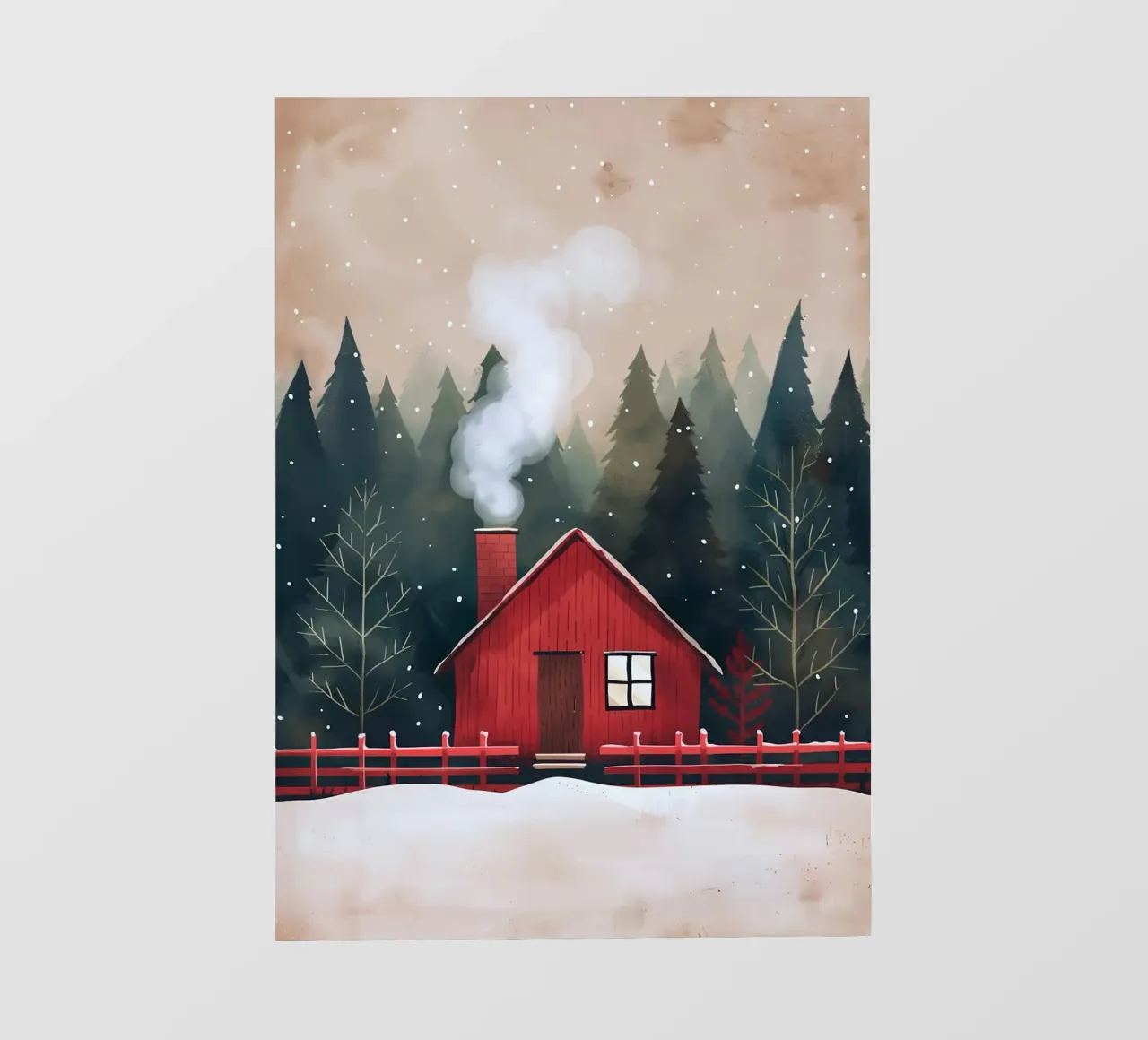 Accogliente cabina rossa in inverno telo in pvc da Nina Wolf
