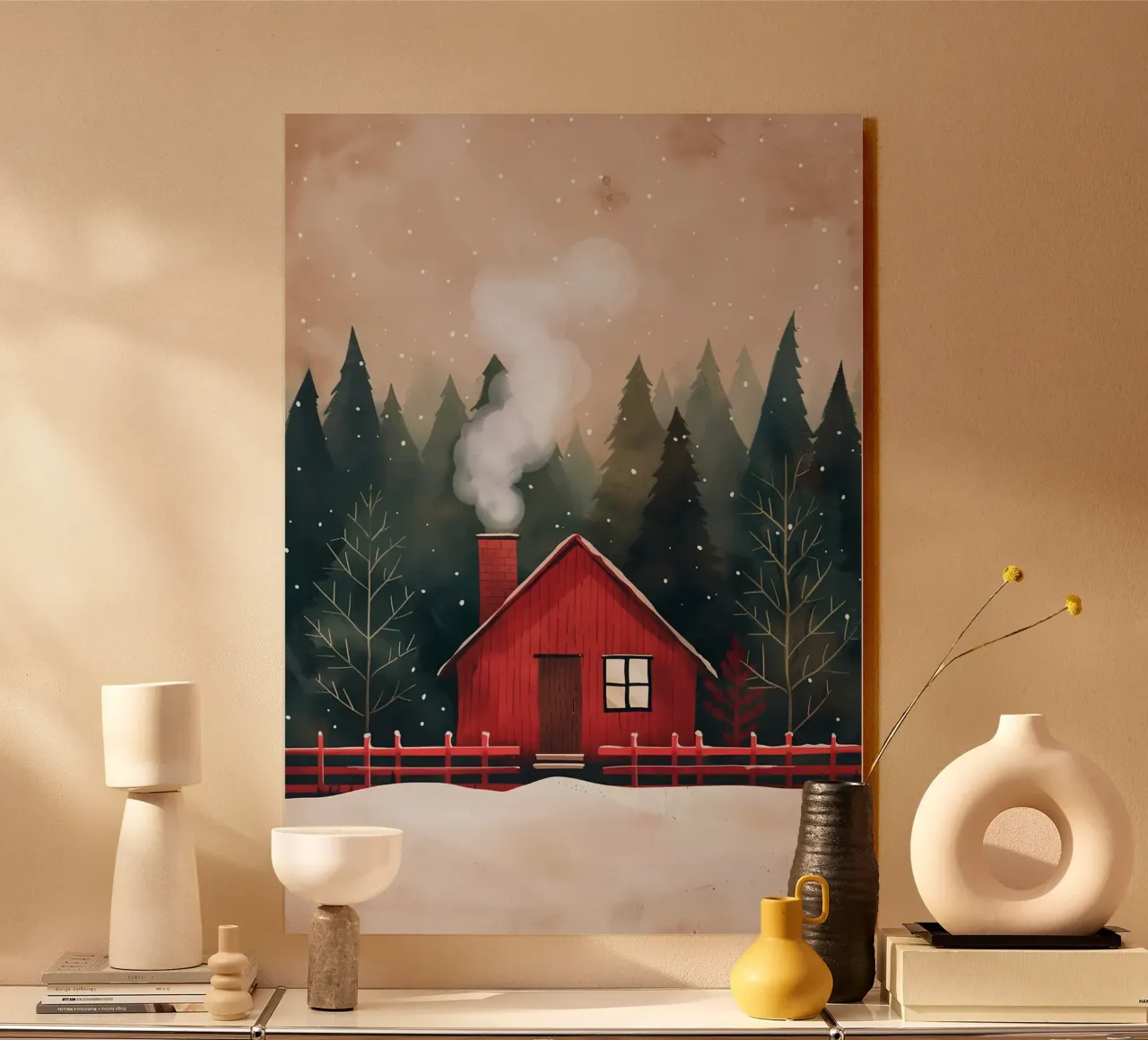 Accogliente cabina rossa in inverno plexiglass da Nina Wolf