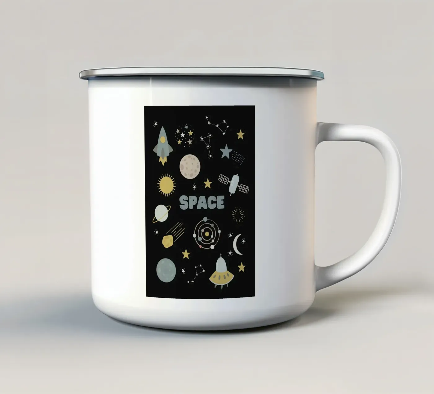 Space enamel mug by bazi