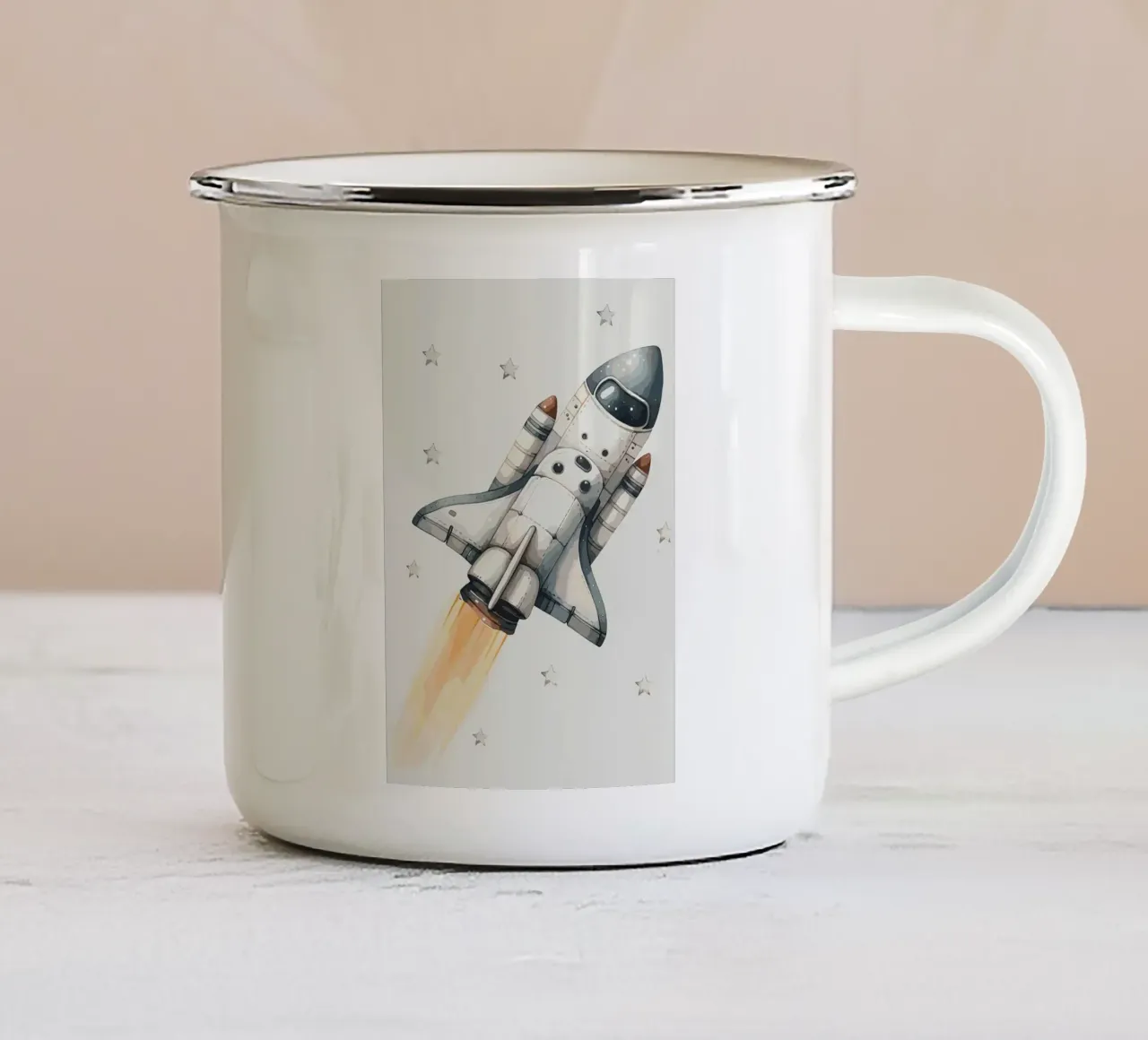 Lancio dello Space Shuttle tazza in smalto da bazi
