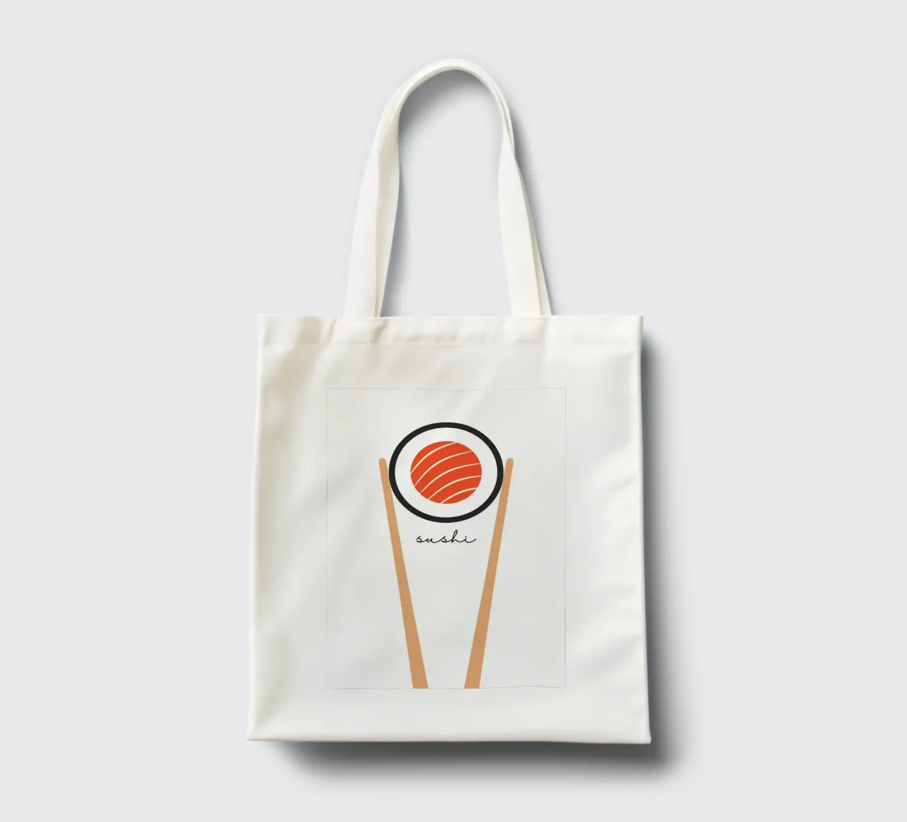Rotolo di sushi con bacchette borsa in juta da bazi