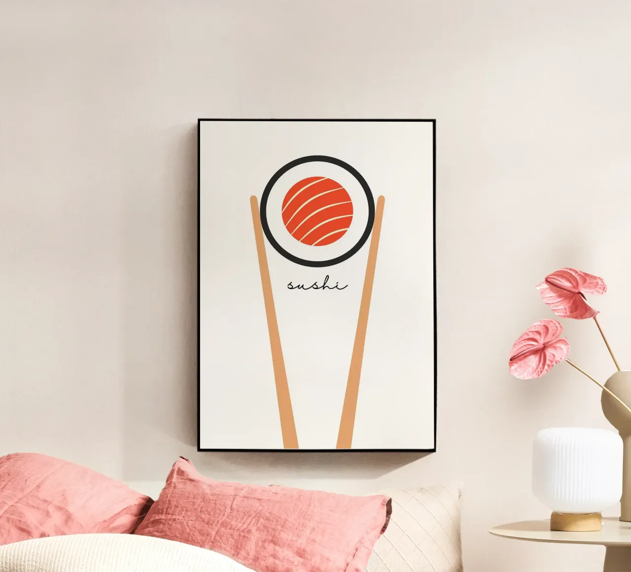 Rotolo di sushi con bacchette plexiglass da bazi