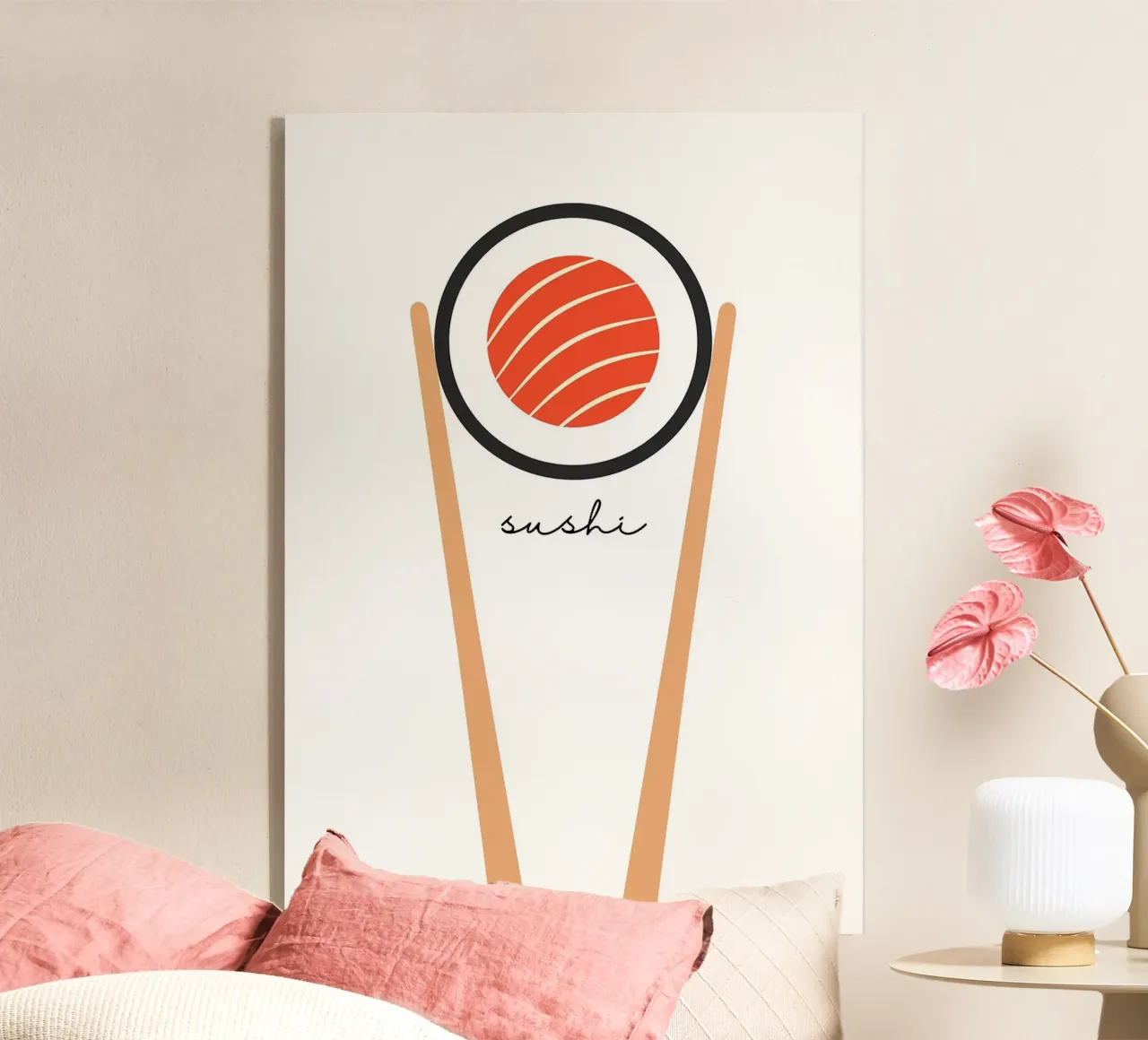Rotolo di sushi con bacchette plexiglass da bazi