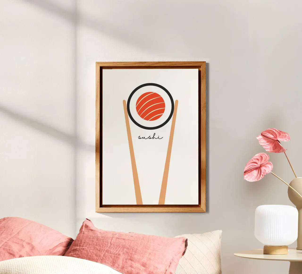 Rotolo di sushi con bacchette alluminio dibond da bazi