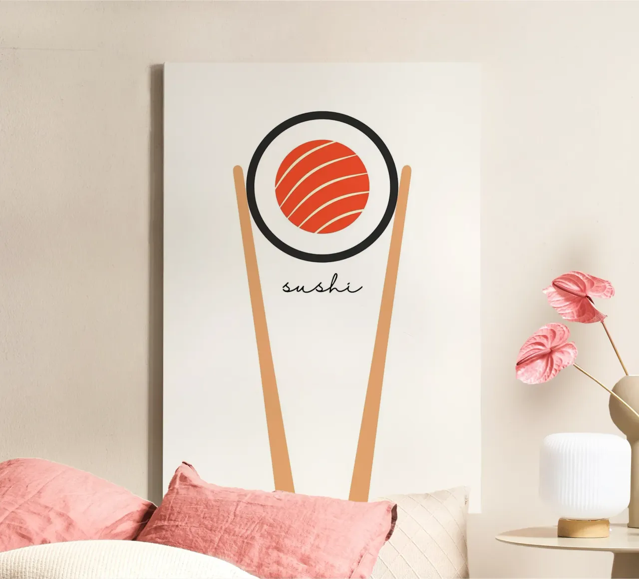 Sushi Roll with Chopsticks canvas by bazi
