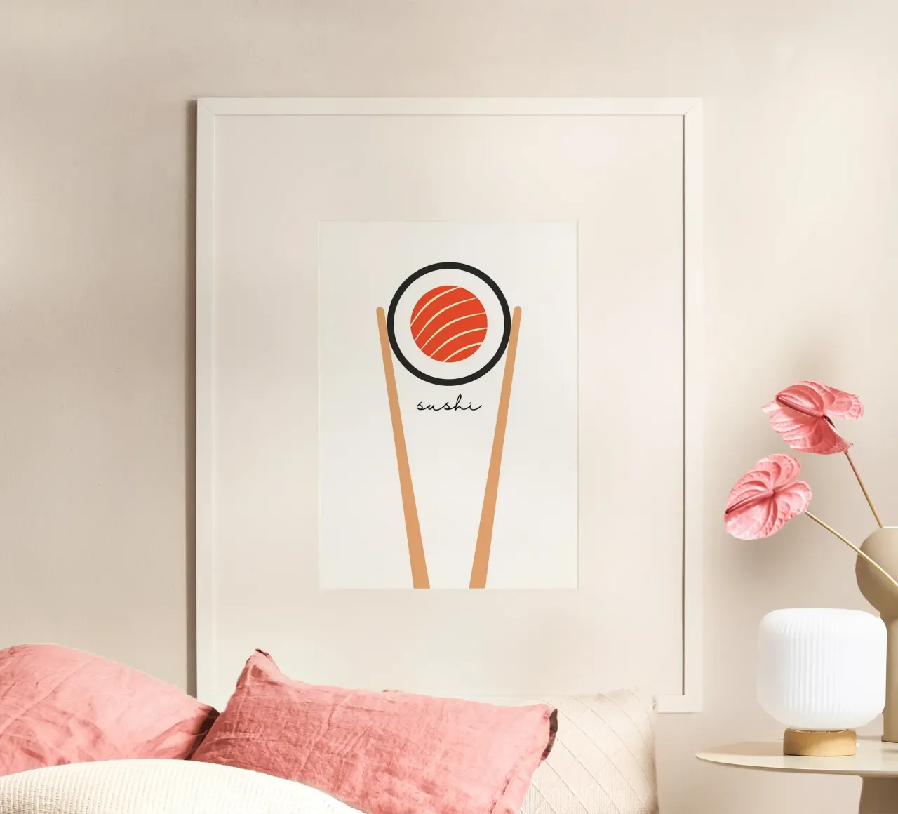 Rotolo di sushi con bacchette carta hahnemühle da bazi