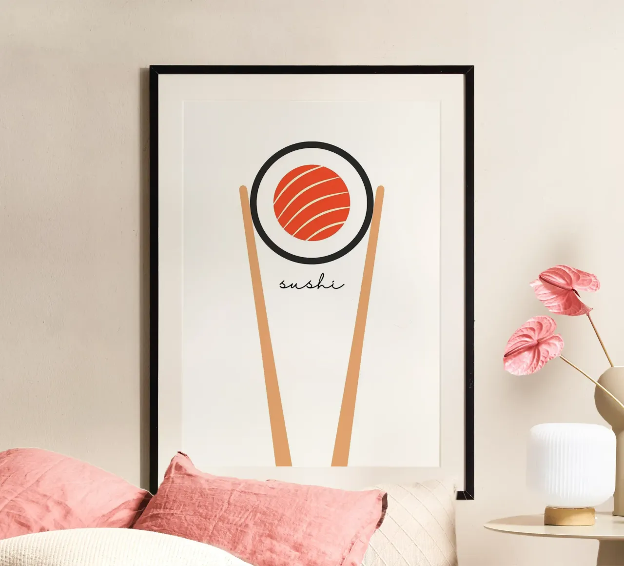 Rotolo di sushi con bacchette carta hahnemühle da bazi