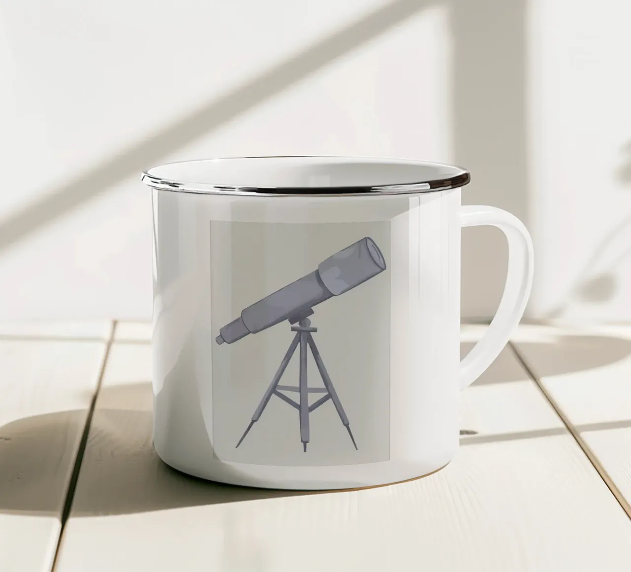Telescopio su treppiede tazza in smalto da bazi