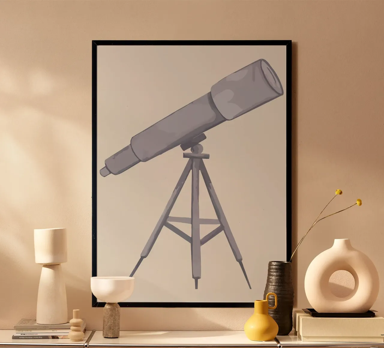 Telescopio su treppiede carta hahnemühle da bazi