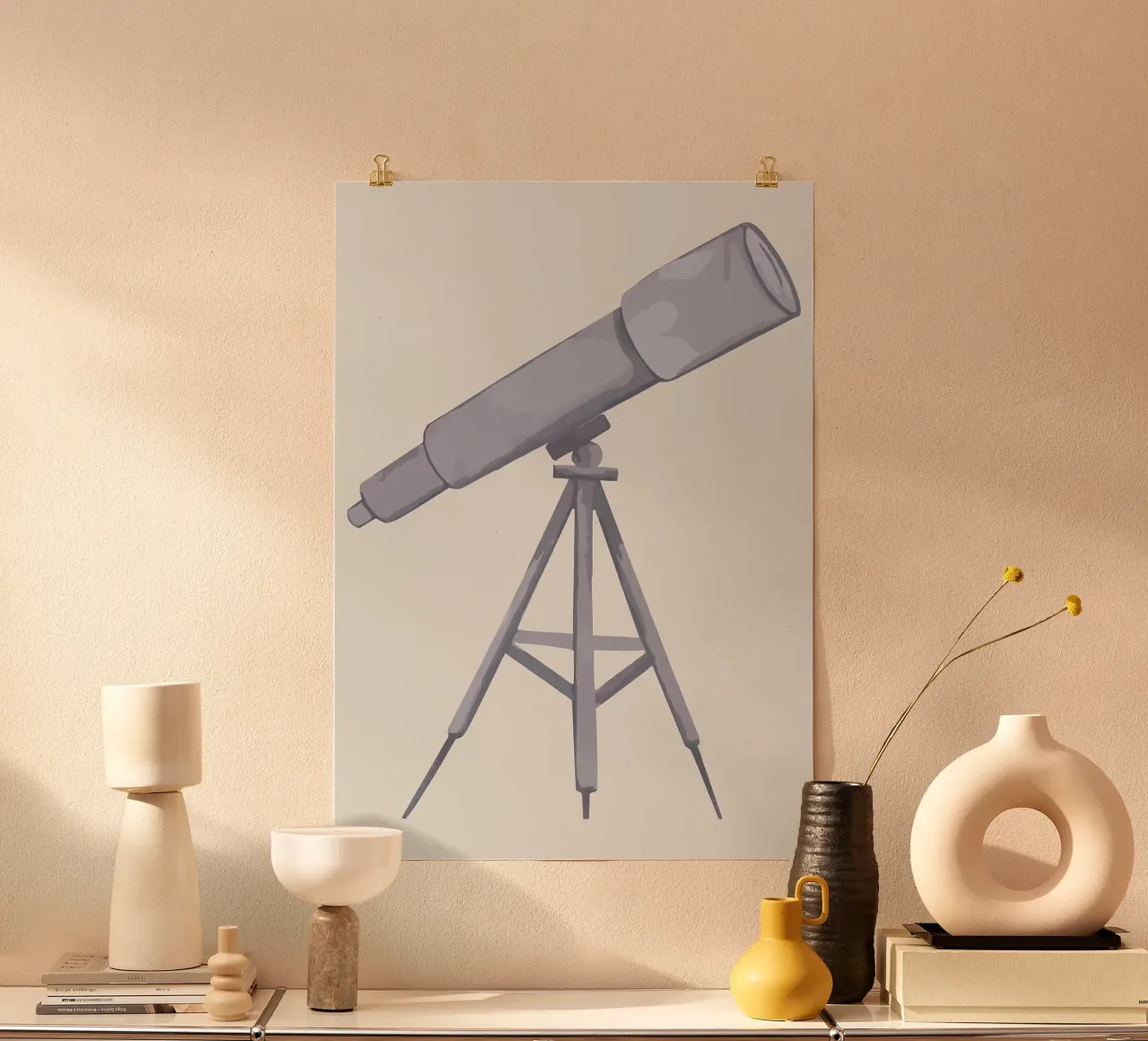 Telescopio su treppiede carta hahnemühle da bazi