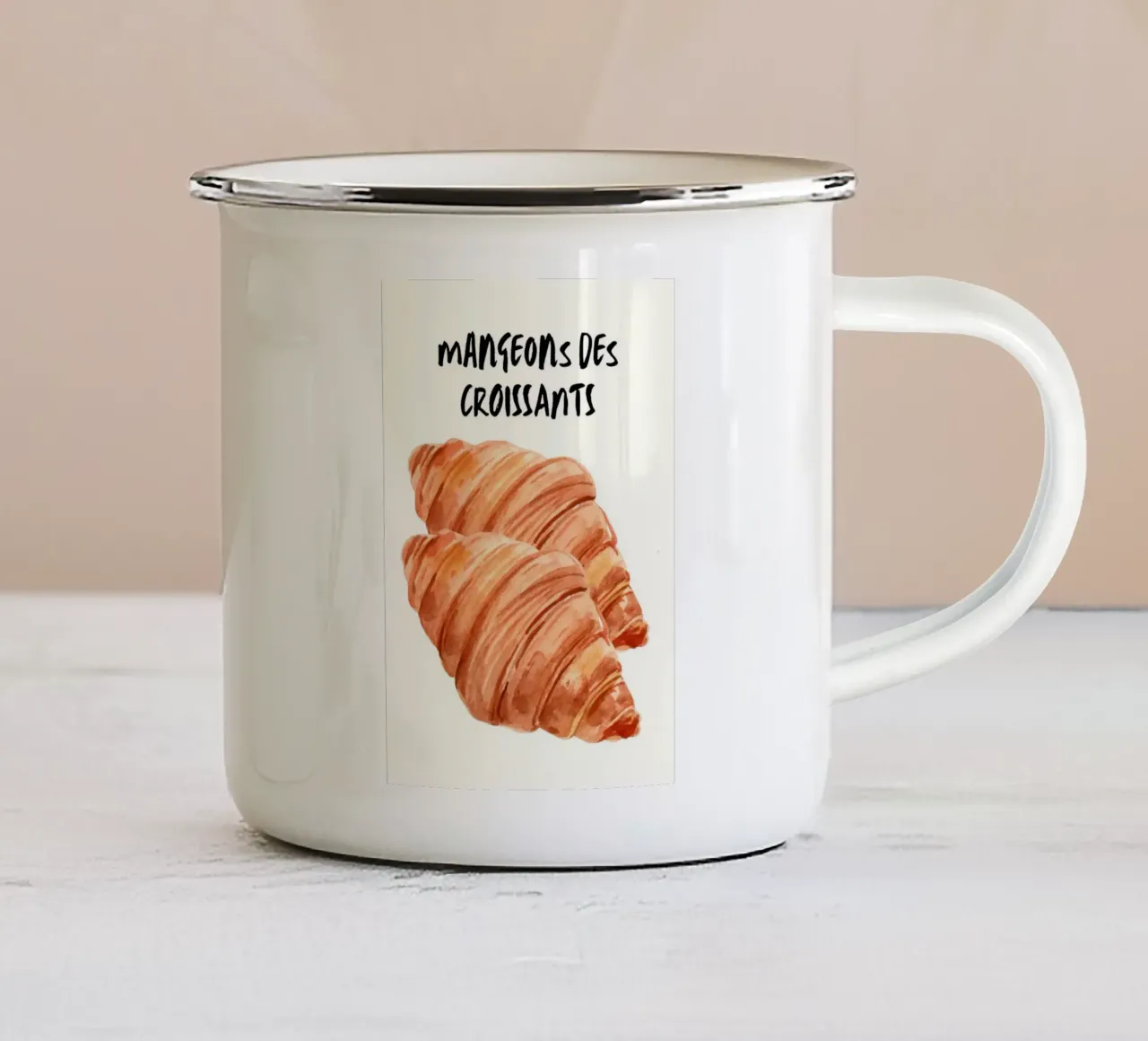 Mangeons Des Croissants tazza in smalto da Tory