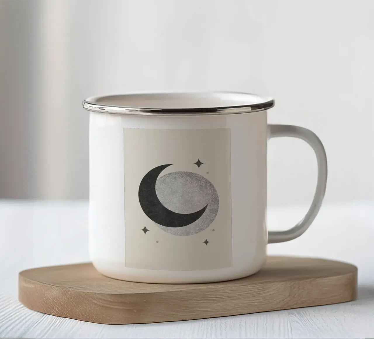 Luna a mezzaluna Nero Bianco tazza in smalto da Tory